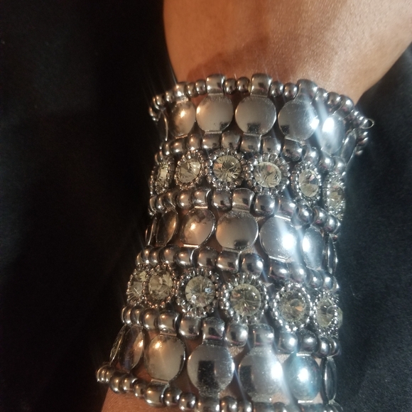 Silver and Crystal Statement Bracelet - Picture 1 of 10